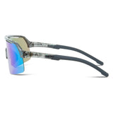 Madison Eyewear Crypto Air Gloss Smoke Green Splatter sunglasses with three lenses in green, amber, and clear, showcasing stylish eyewear.