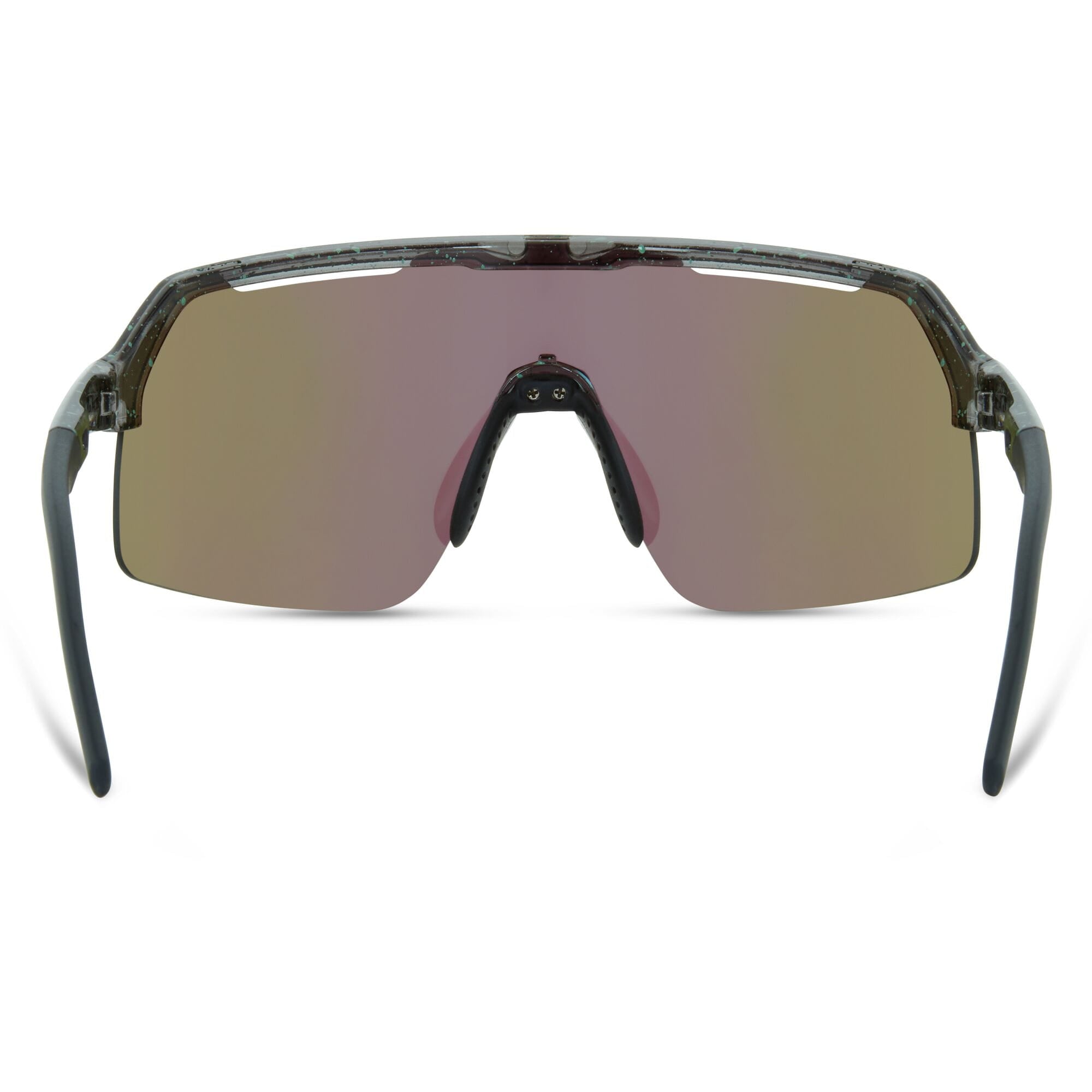 Madison Eyewear Crypto Air Gloss Smoke Green Splatter sunglasses with three lenses in green, amber, and clear colors.