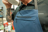Madison Roam Blue Workshop Apron with adjustable waist and multiple tool pockets, ideal for woodworking or crafting projects.