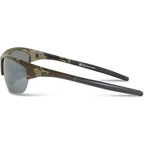 Madison Eyewear Mission Camo sunglasses with silver mirror bronze yellow polarized lenses, featuring a stylish camouflage frame.