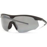 Madison Eyewear Shields matte black sunglasses with three polarized lenses: silver mirror, bronze, and yellow.