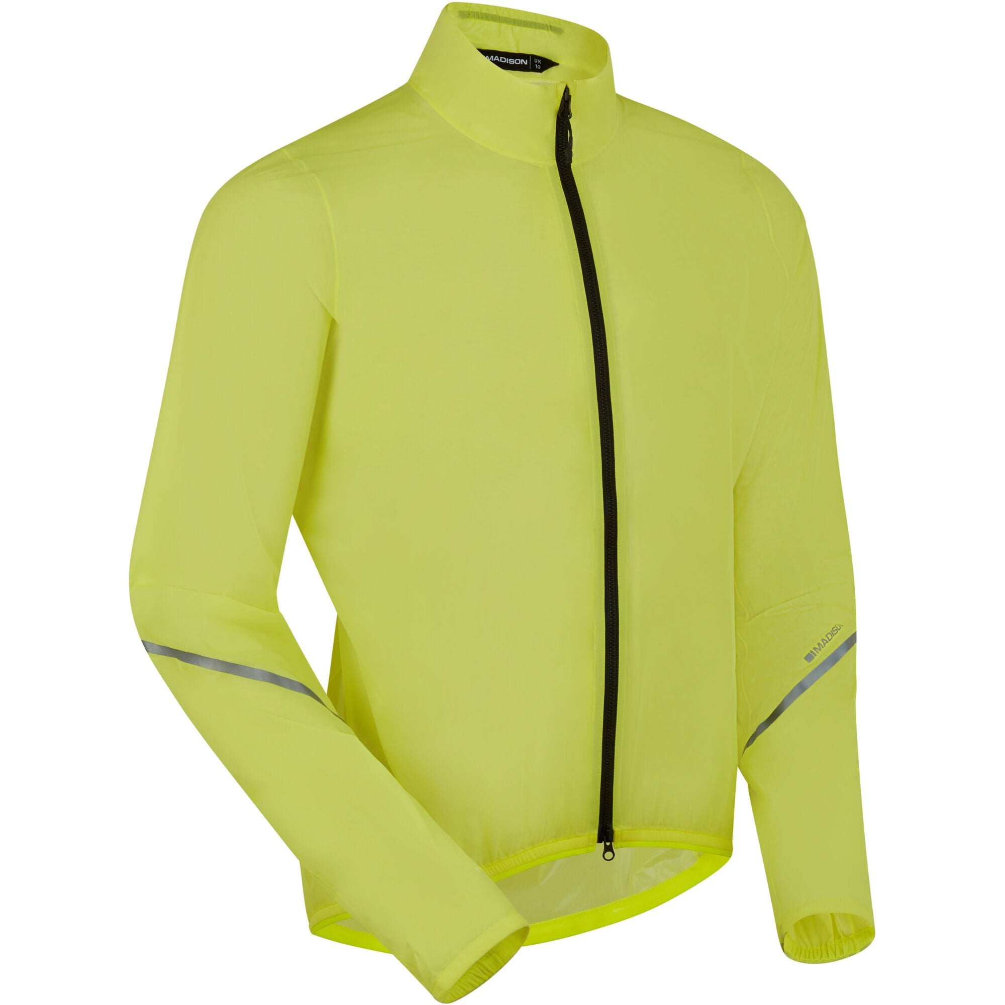 Madison Flux 2L ultra packable waterproof men's jacket, breathable and wind-resistant outdoor outerwear shown in the image.