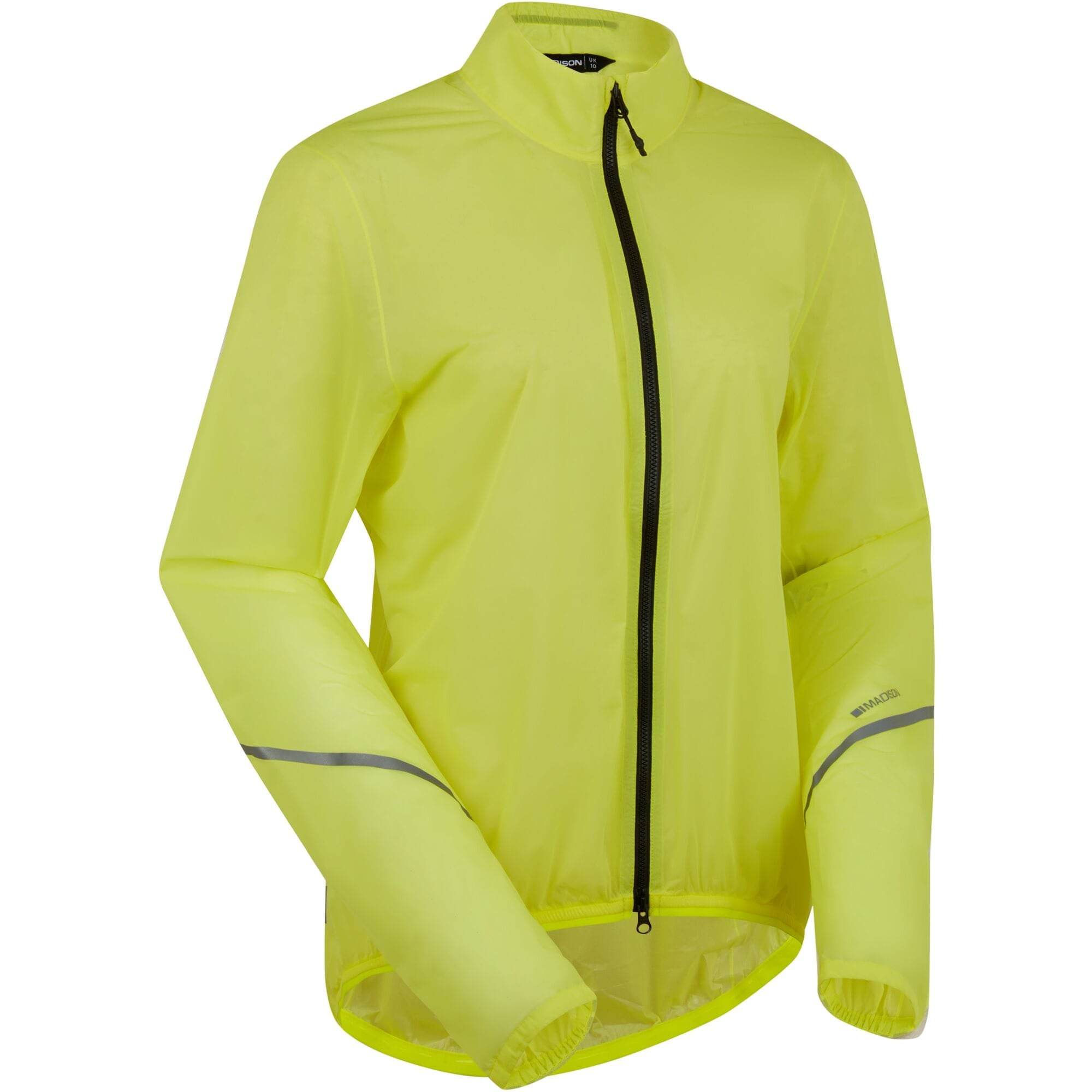Madison Flux 2L ultra packable waterproof women's cycling jacket with reflective inserts, designed for outdoor cycling.