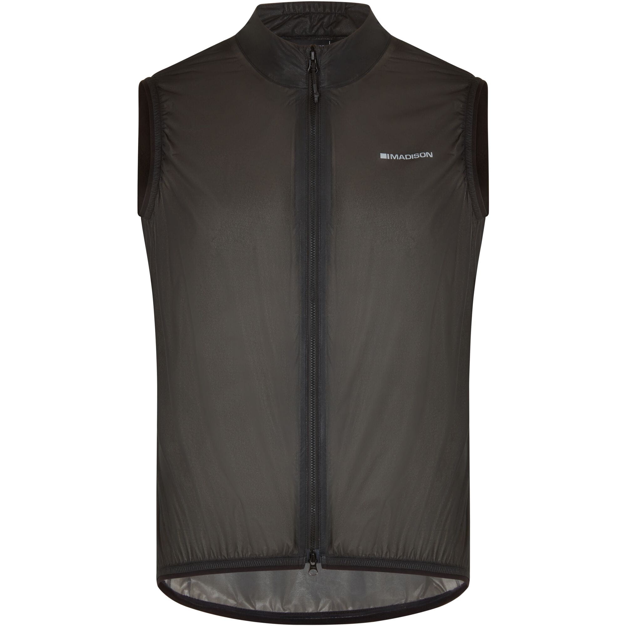 Madison Flux 2L ultra packable waterproof men's cycling gilet with reflective inserts, lightweight and designed for outdoor riding.