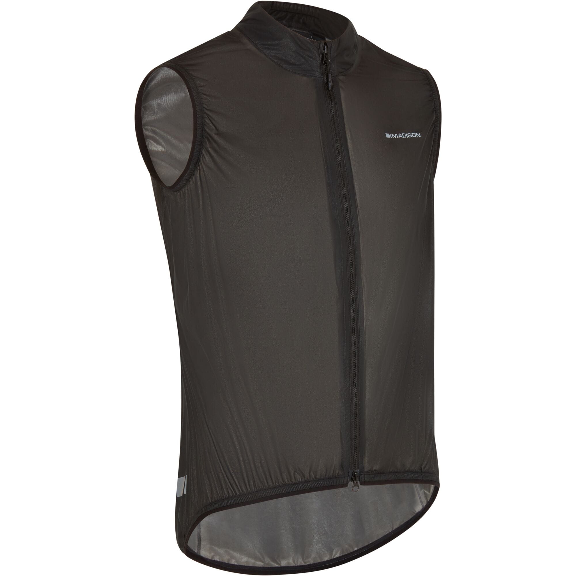 Madison Flux 2L Ultra Packable Waterproof Men's Cycling Gilet with reflective inserts, lightweight and breathable for riding.