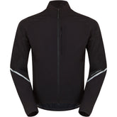 Madison Freewheel Stellar Tech men's windproof packable cycling jacket shown in black with reflective details and full-length zipper.