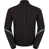 Madison Freewheel Stellar Tech men's windproof packable cycling jacket shown in black with reflective details and full-length zipper.