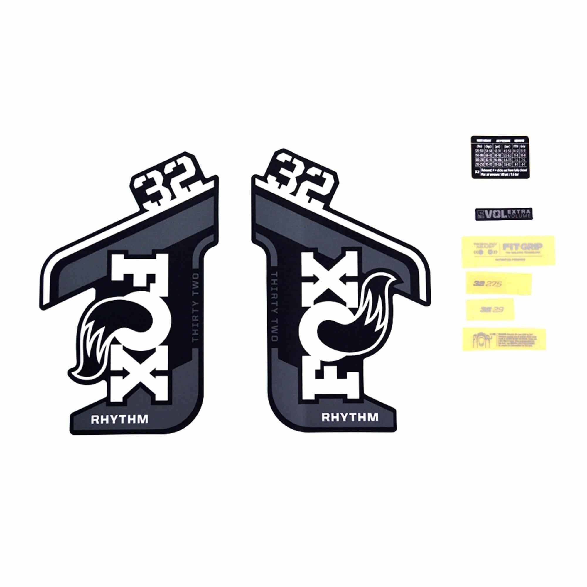 Fox Fork 32 Rhythm Decal Kit: P-S Grey Logo 2021 Spares & Accesories | Swinnerton Cycles