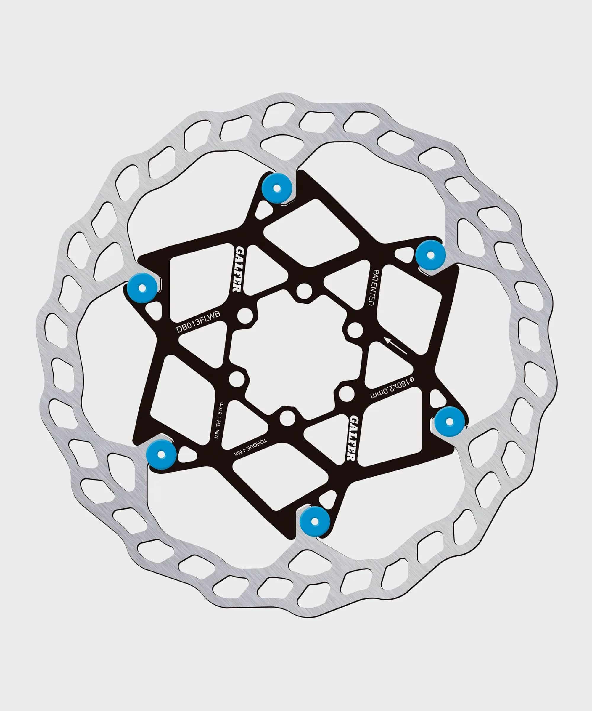 Galfer Wave floating disc rotor for MTB with 6-bolt brake system, high-performance bicycle brake component, close-up view