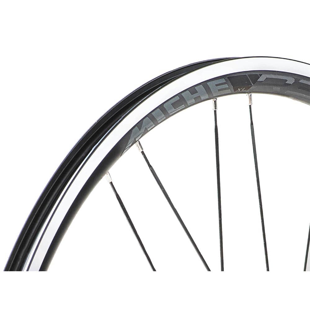 Miche Reflex XL road bike wheels with CNC machined rims, rim brake compatible, set of lightweight cycling components.