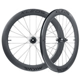 Miche Kleos RD 62mm tubeless road wheel with Aero design and CeramicSpeed bearings, showcasing lightweight cycling components.