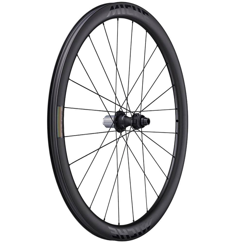 Miche Kleos 42 tubeless road disc brake wheel, high-performance cycling component with lightweight alloy rim and disc brake compatibility.