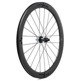 Miche SWR Evo 50 tubeless road disc brake wheels with carbon rims and aluminum 7075 hubs, showcasing the sleek wheel design.