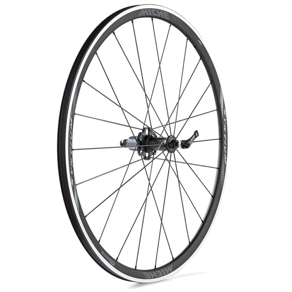 Miche Syntium Pro Black Road Wheelset with tubeless-ready, asymmetric aluminium rims for high-performance cycling.