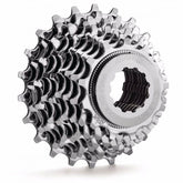 Miche Primato 8-speed Campagnolo cassette with heat-treated steel sprockets for high-performance bike components.