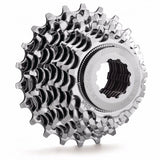Miche Primato 8-speed Campagnolo cassette with heat-treated steel sprockets for high-performance bicycle components.