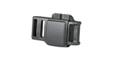 Bontrager Fidlock SNAP helmet buckle spare for secure fastening, shown attached to helmet strap in close-up image