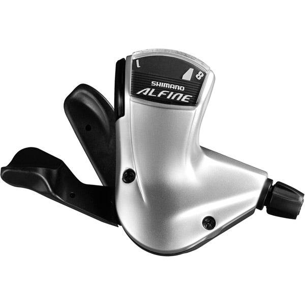 Shimano Alfine SL-S7000 right-hand MTB shifter with cables, component for bicycle gear shifting, in black with ergonomic design.