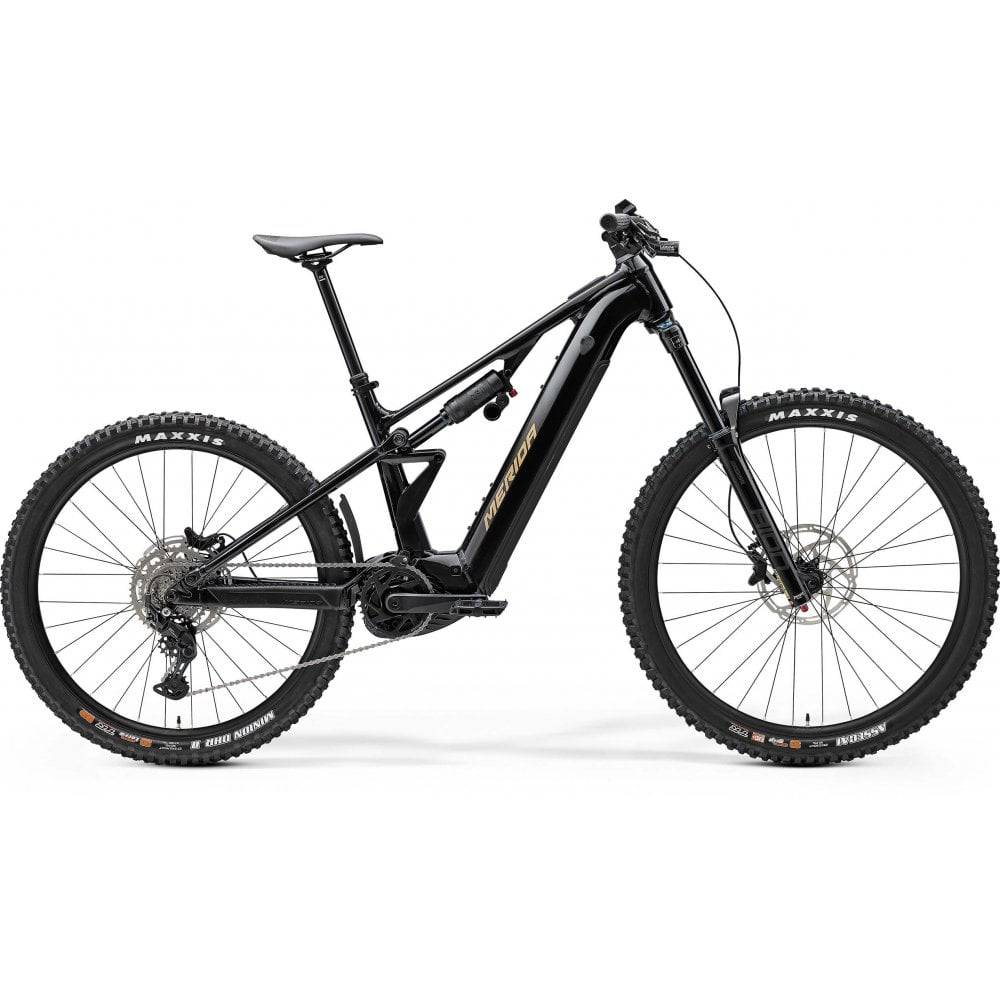 Merida eOne-Eighty 400 e-Mountain Bike with Bosch Performance Line CX motor and 180mm suspension, ready for trail riding.