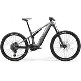 Merida eOne-Sixty 675 electric mountain bike with Shimano EP801 motor and 750Wh removable battery, shown outdoors.