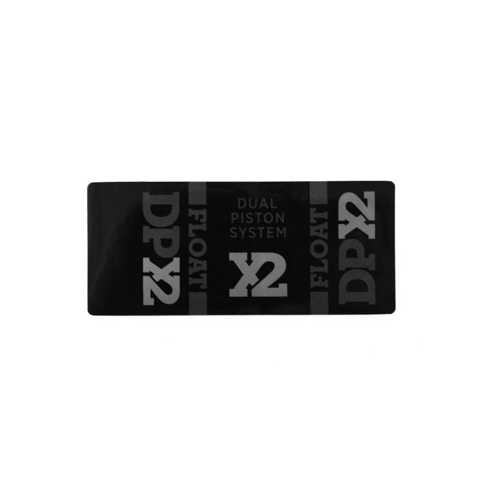 Fox Shock Float DPX2 dual travel rear suspension decal, replacement component with detailed Fox branding and design.