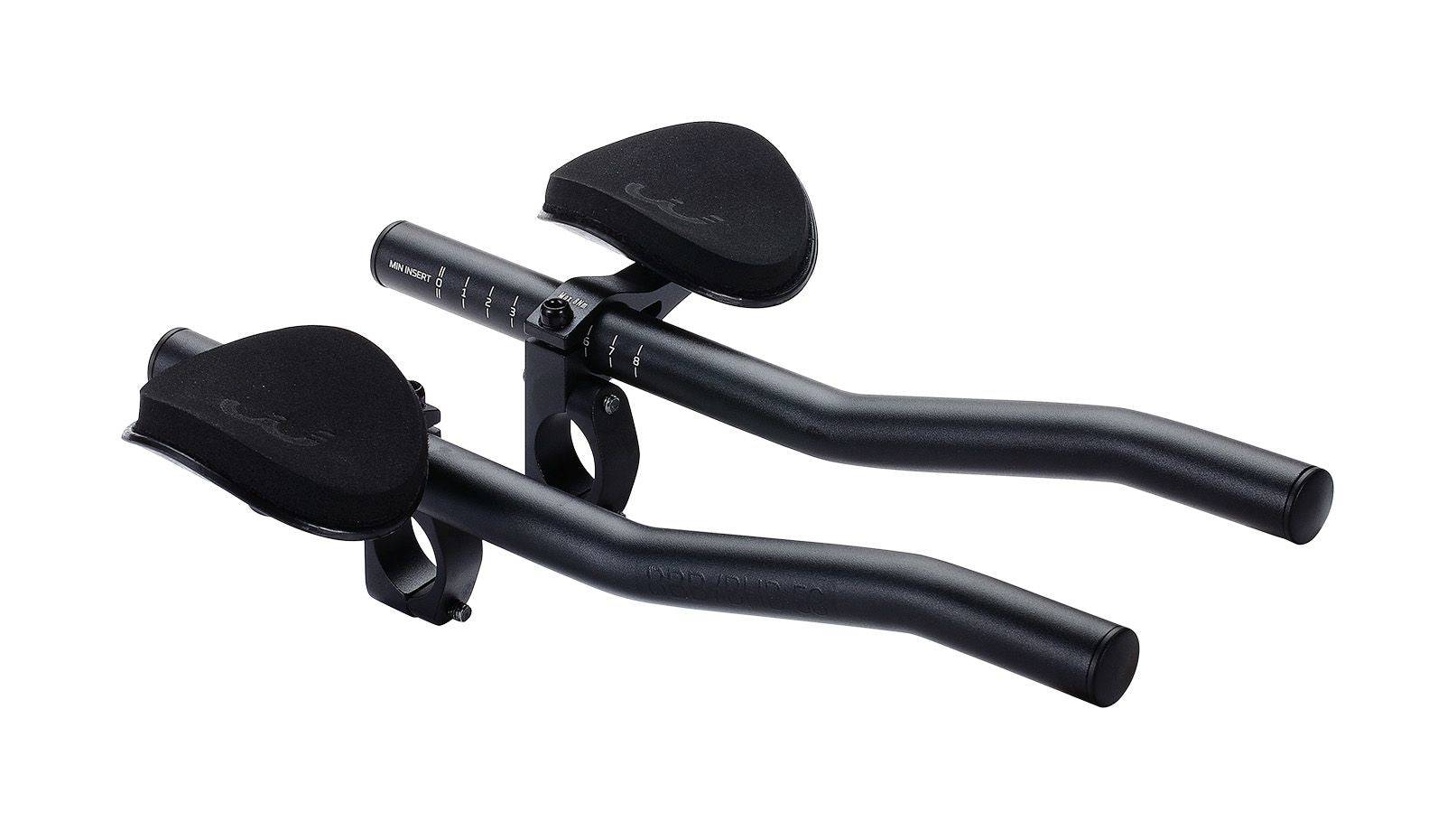 BBB BHB-58 AeroLight clip-on extensions for 26.0/31.8mm road handlebars, shown attached to handlebar with aerodynamic design