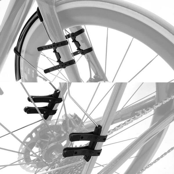 M Part QDR quick detach road bike mudguards for 28c tires, front and rear pair, with black plastic construction and mounting hardware