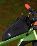Miss Grape Node Adventure 2-Hole Frame Mount Toptube Bag for bikepacking, black accessory with secure mounting straps.