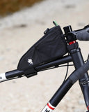 Miss Grape Node Adventure strap-mount top tube bag for cycling storage, compact accessory with secure strap attachment.