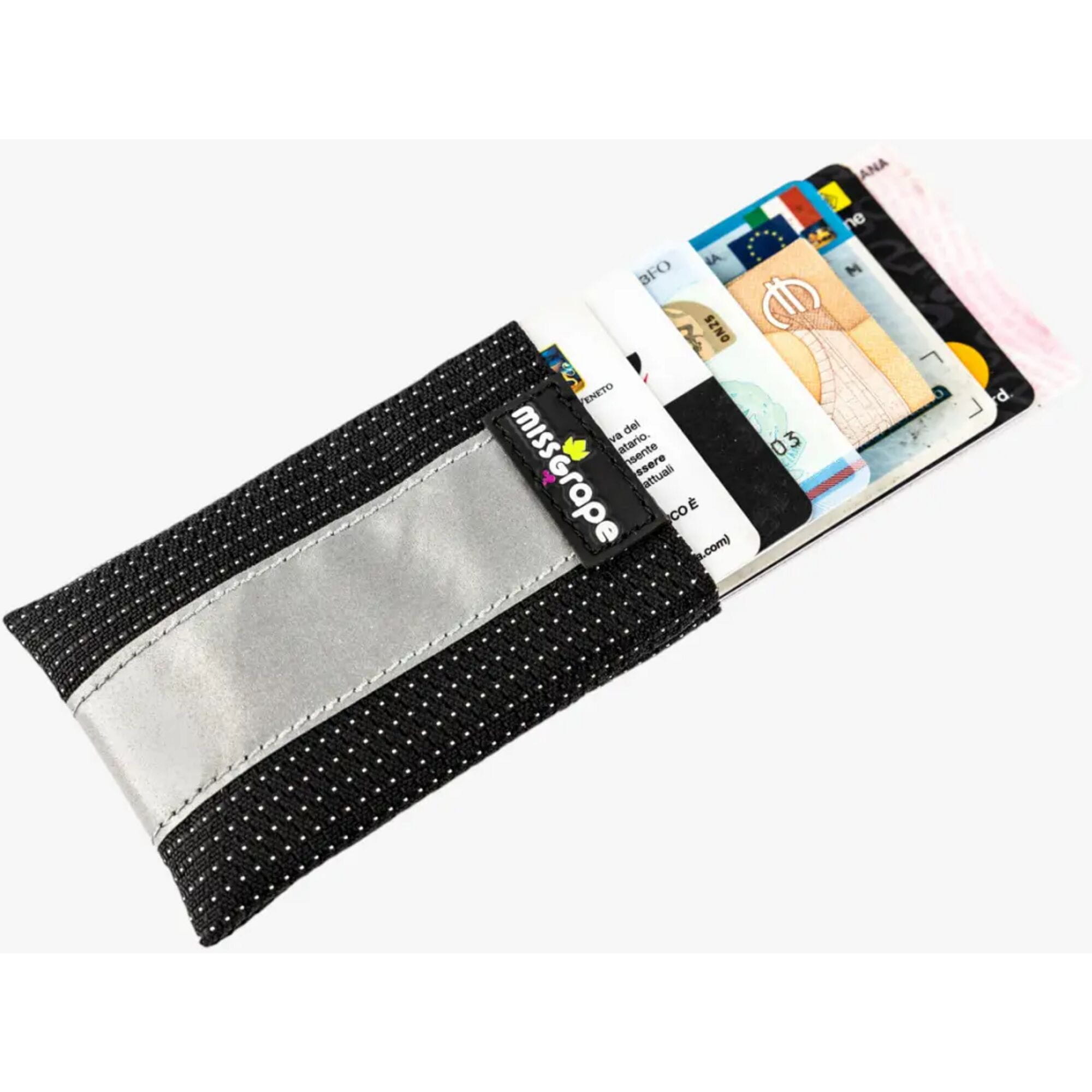 Miss Grape Portaschei mini wallet with quick eject and reflective strip, cycling accessories, compact and lightweight for bike rides.