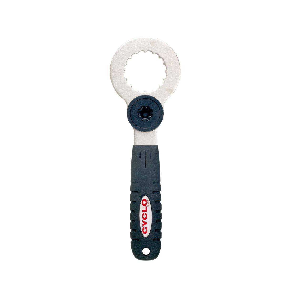 Cyclo Shimano Hollowtech II bottom bracket tool for installation and removal, used in bike workshop maintenance.