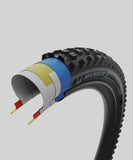 Michelin Wild Enduro MS Racing Line tubeless-ready enduro MTB tire with knobby tread and sidewall for mountain biking durability