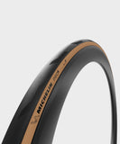 Michelin Pro 5 tubeless ready road bike tire with durable, fast, high grip asphalt tread, shown mounted on a bike wheel.