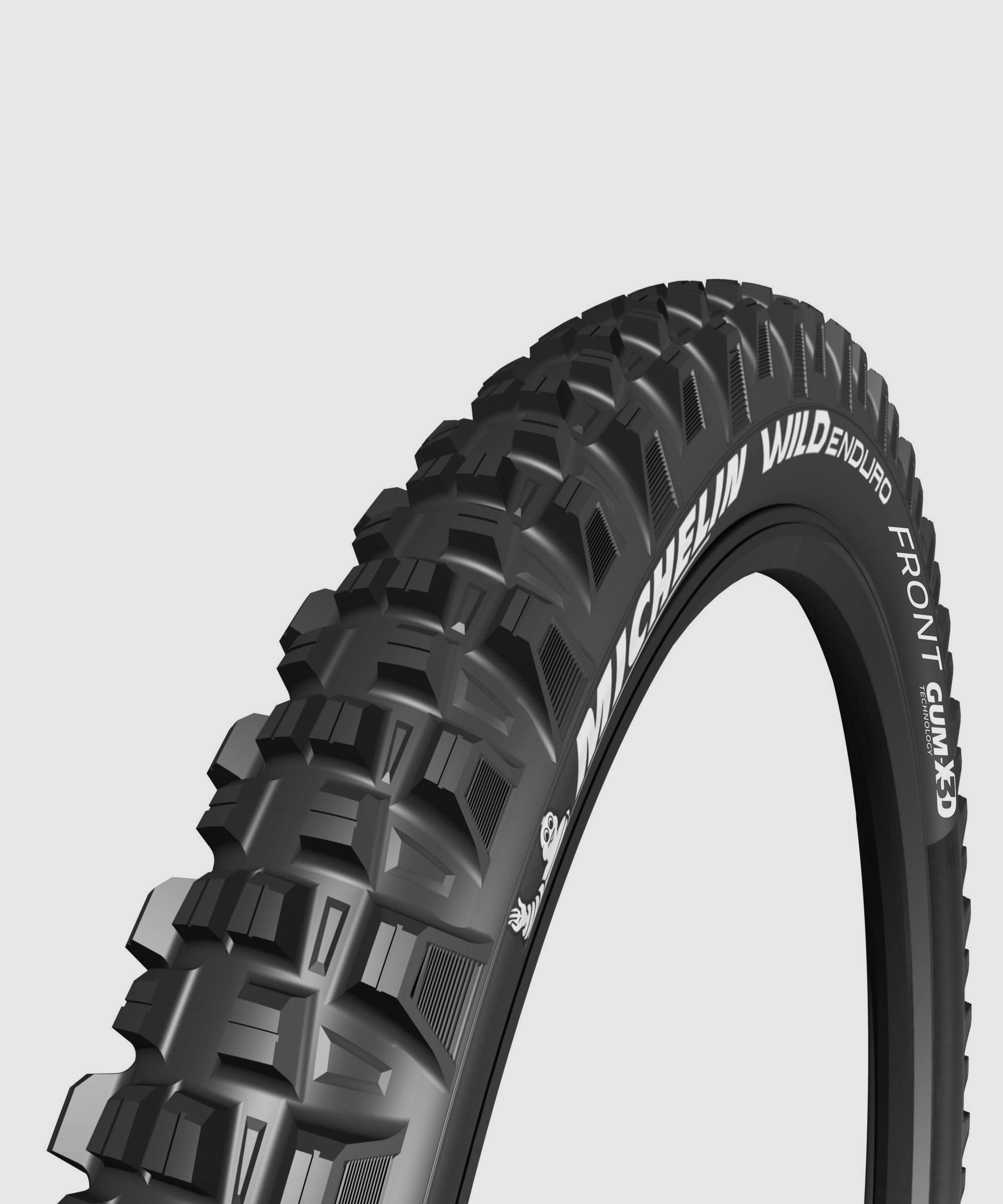 Michelin Wild Enduro Gum-X rear tubeless-ready mountain bike tyre with Gravity Shield casing, designed for enduro riding.