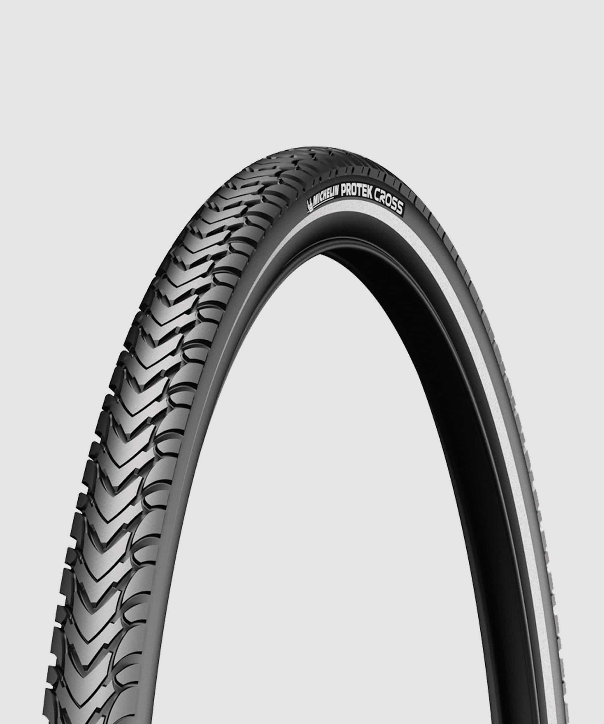 Michelin Protek Cross all-terrain e-bike tire with puncture protection and rugged tread design for off-road riding.