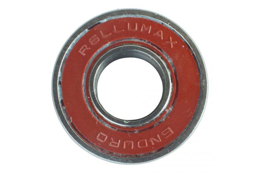 Enduro Bearings R6 LLU ABEC 3 MAX frame pivot bearing, 7.14x22.22x9.52mm, showing the small precision component for bike frames.