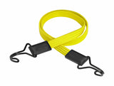 Yellow Master Lock bungee cord with swivel wire hooks, 1000mm length and 18mm diameter, used as versatile accessories.