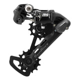 SunRace RDM900 MD 9-speed MTB rear derailleur with chain stabilizer, showcasing the durable bicycle component and gear mechanism.