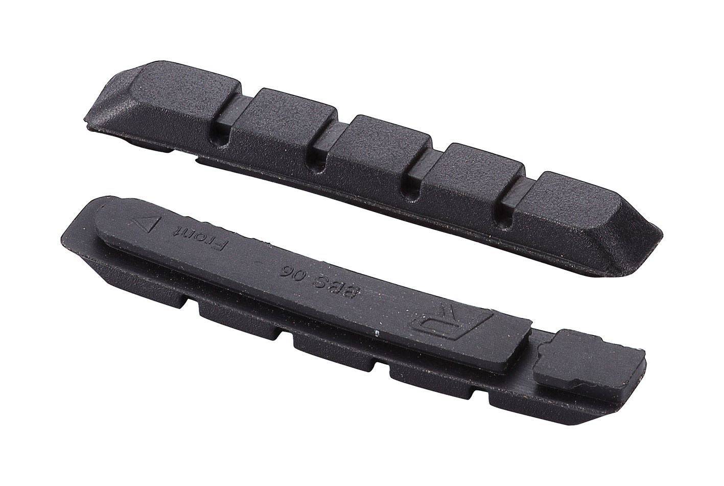 BBB BBS-06 VeeStop V-Brake pads replacement cartridge for BBS-05 brakes, shown in close-up with black rubber pads and metal backing.