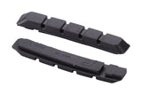 BBB BBS-06 VeeStop V-Brake pads replacement cartridge for BBS-05 brakes, shown in close-up with black rubber pads and metal backing.