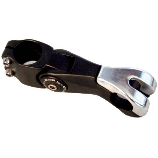 M Part adjustable 4 bolt bike A-head stem with 25.4mm clamp, used for steering control on bicycle handlebars.
