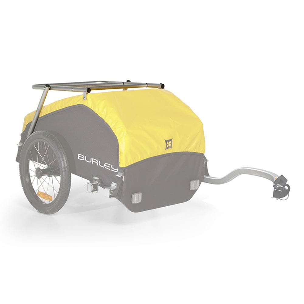 Burley Nomad cargo rack mounts and spares, adjustable trailer storage rack, shown with mounting hardware and components.