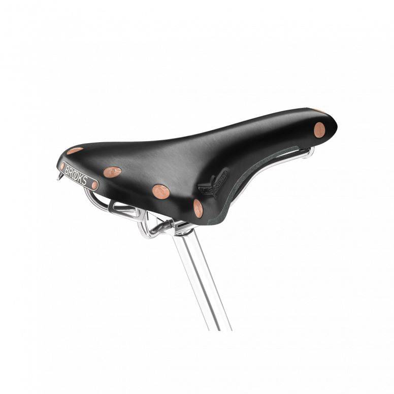 Brooks Swift Chrome road bike saddle with stylish chamfered design, showcasing sleek components and durable construction.