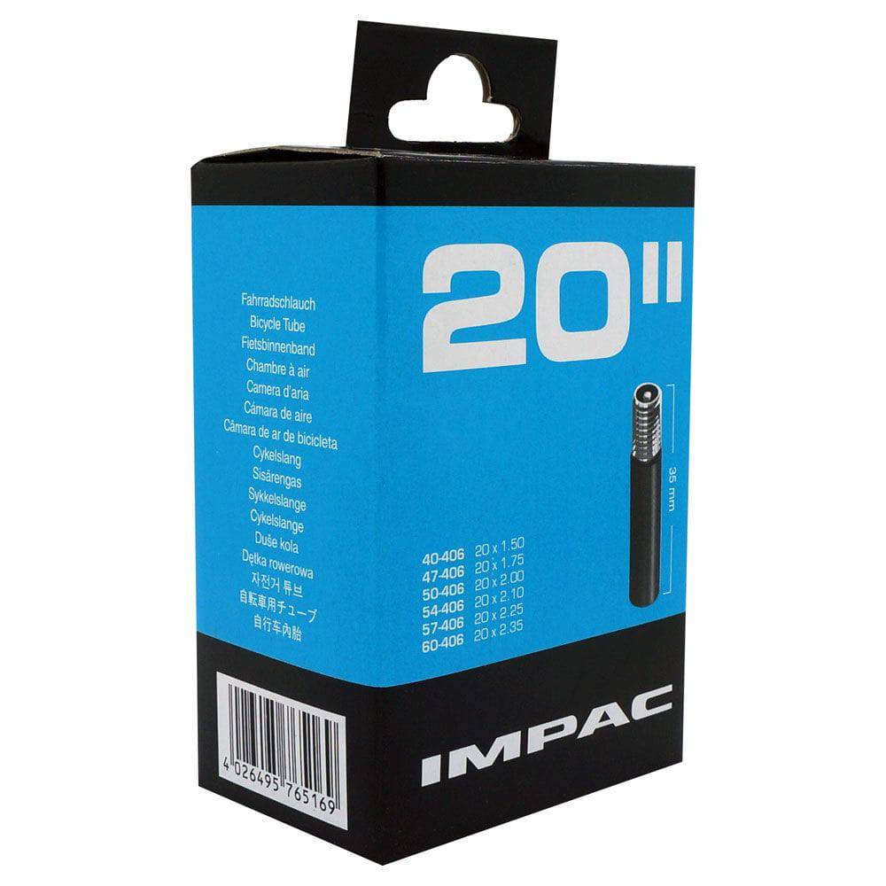 Schwalbe Impac AV20 20-inch bike inner tube with 35mm Schrader valve for 1.5-2.35 tire compatibility, component for bicycle tires