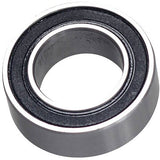 M Part 63801 2RS bicycle hub cartridge bearing with ABEC-3 tolerance, showing its compact 12x21x7 size and rubber seals.