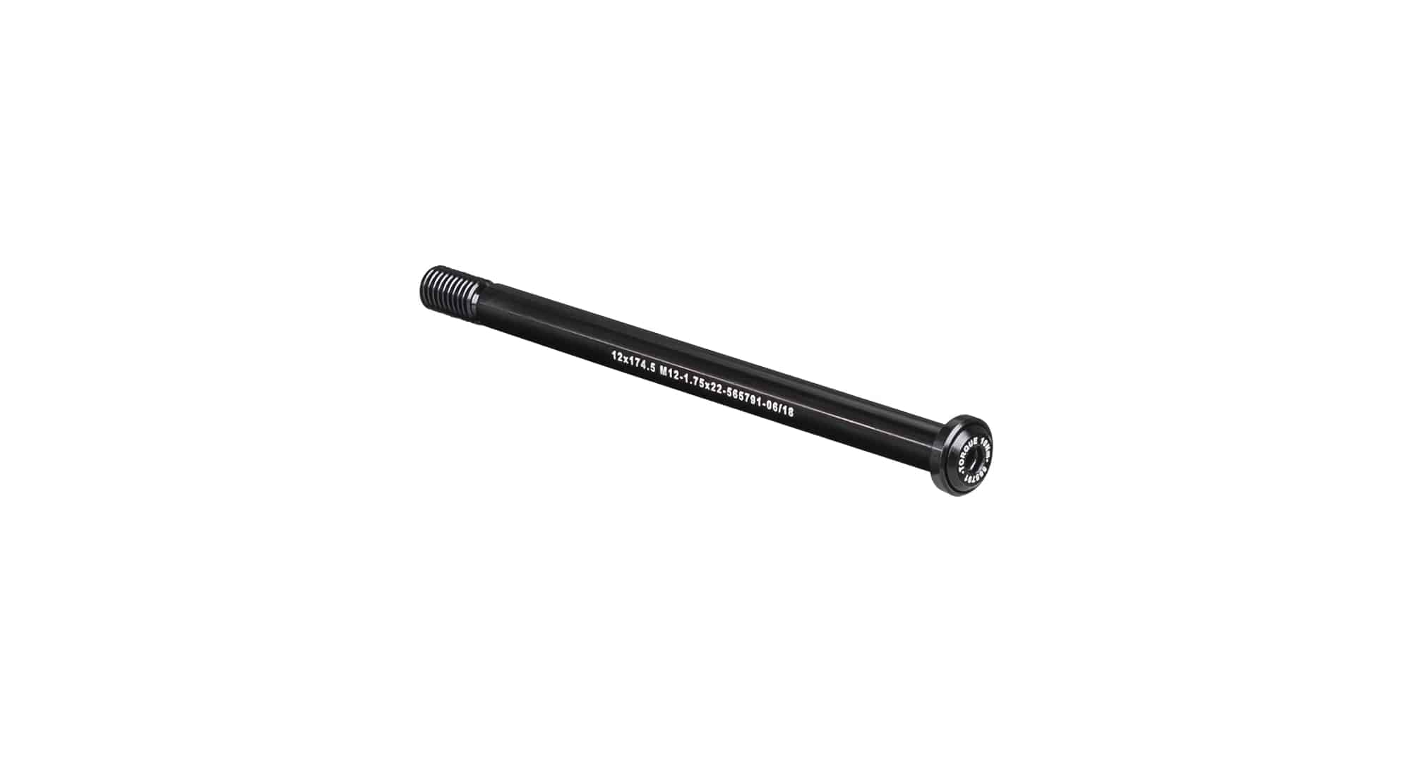 Black Bontrager Switch Lever Rear Thru-Axle for bike wheels, 174.5mm length, durable component for bike wheel installation