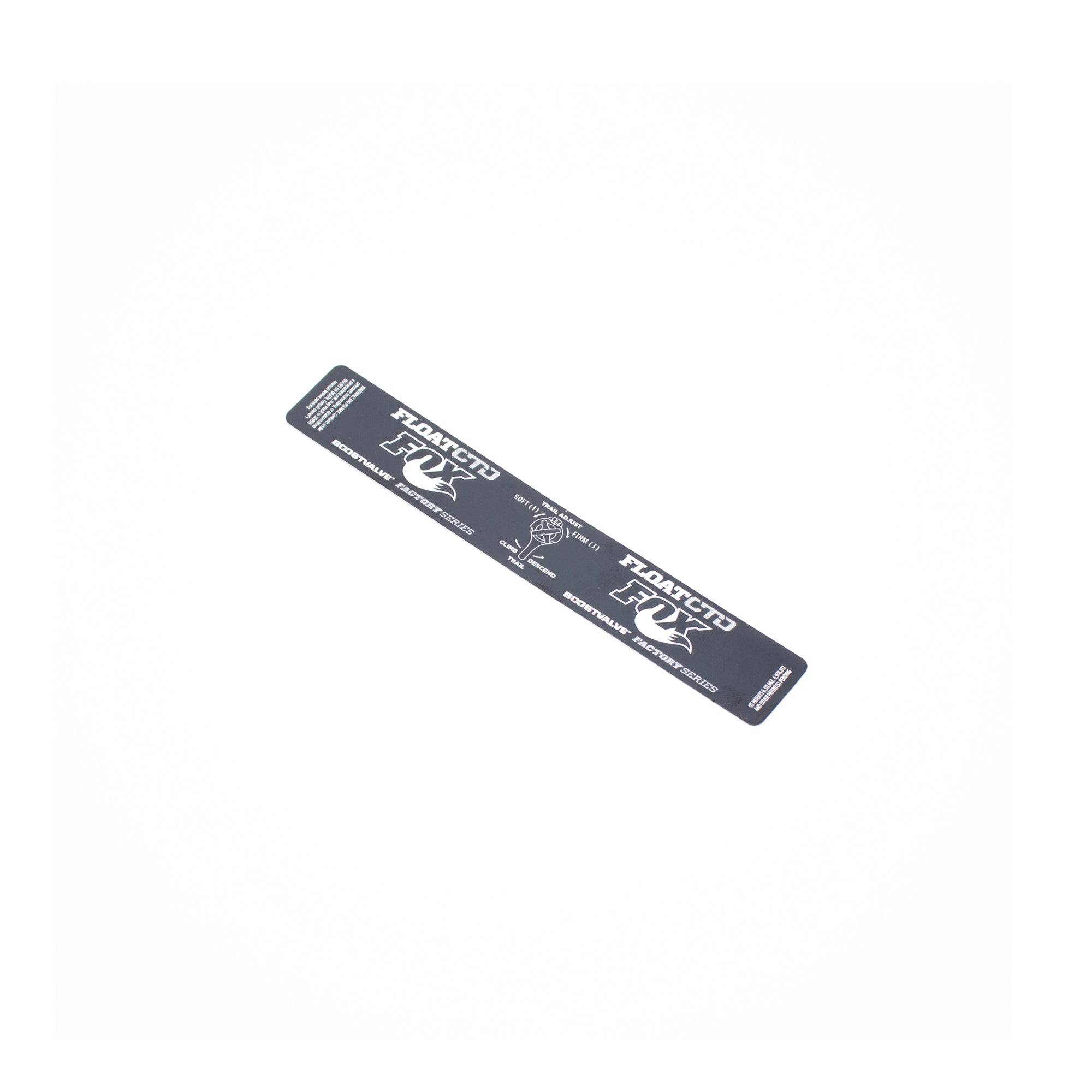 Fox Float CTD Adjustable 2013 decal black and silver rear shock spare component for mountain bikes, showing the branded decal design.