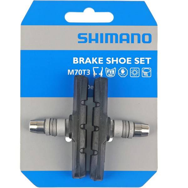 Shimano M70T3 M600 LX Deore Alivio V-brake pad set for alloy rims, pair of threaded brake pads on a bike component