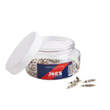 Set of 100 Joe's No Flats Presta valve cores for bike tubeless tires, durable bike components for reliable valve performance.