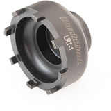 Park Tool LRT-1 Bosch Gen 2 lockring tool used for E-bike motor maintenance, shown in a workshop setting.